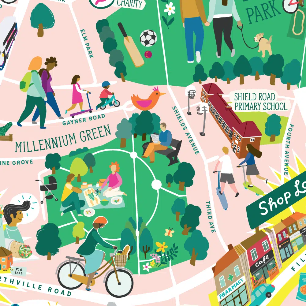Community Map Illustration of Filton, South Glos | Carys-ink