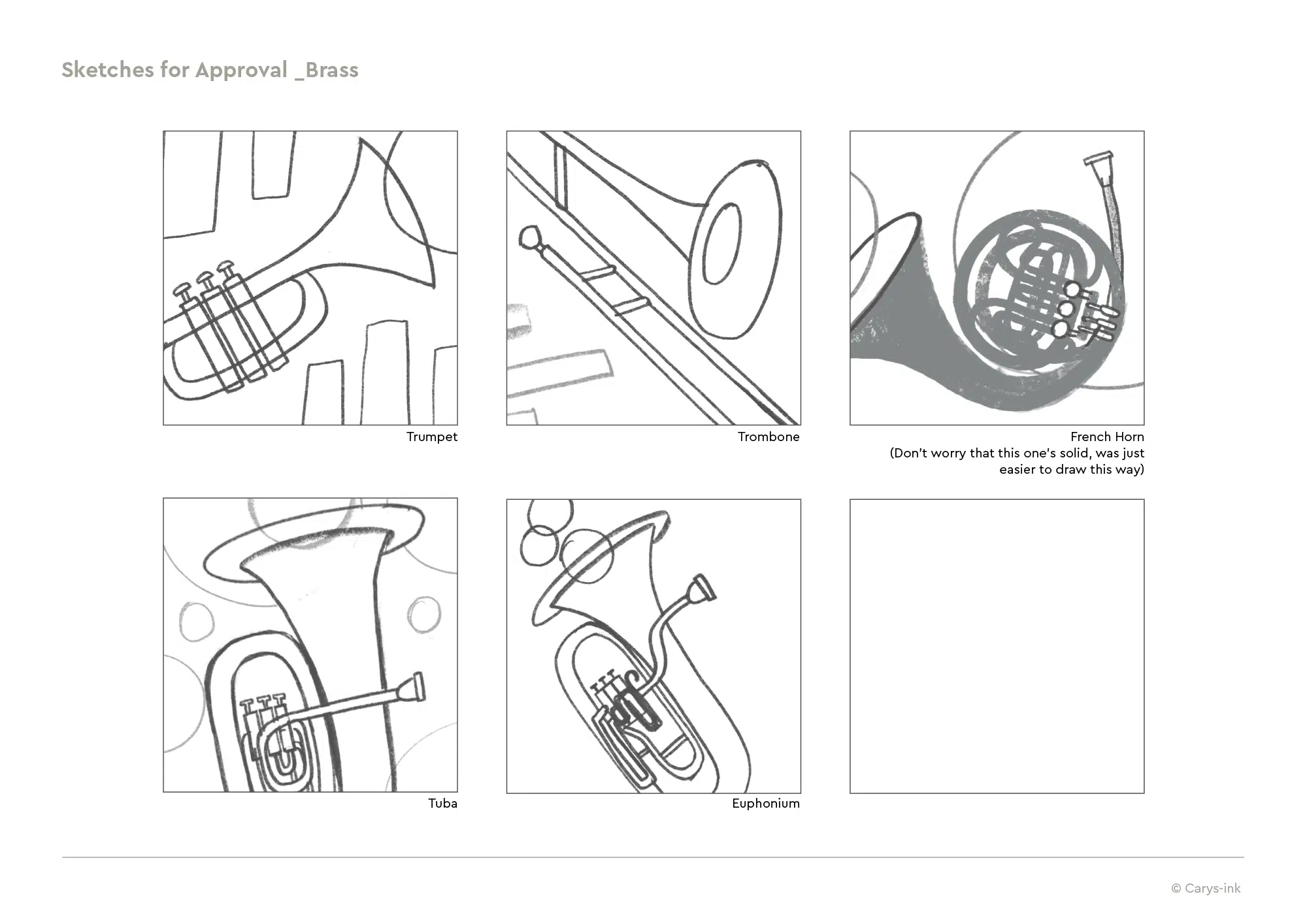Sketches for music themed illustrations