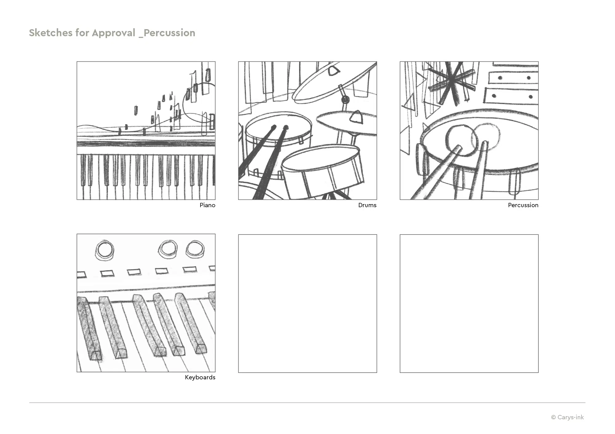 Sketches for music themed illustrations