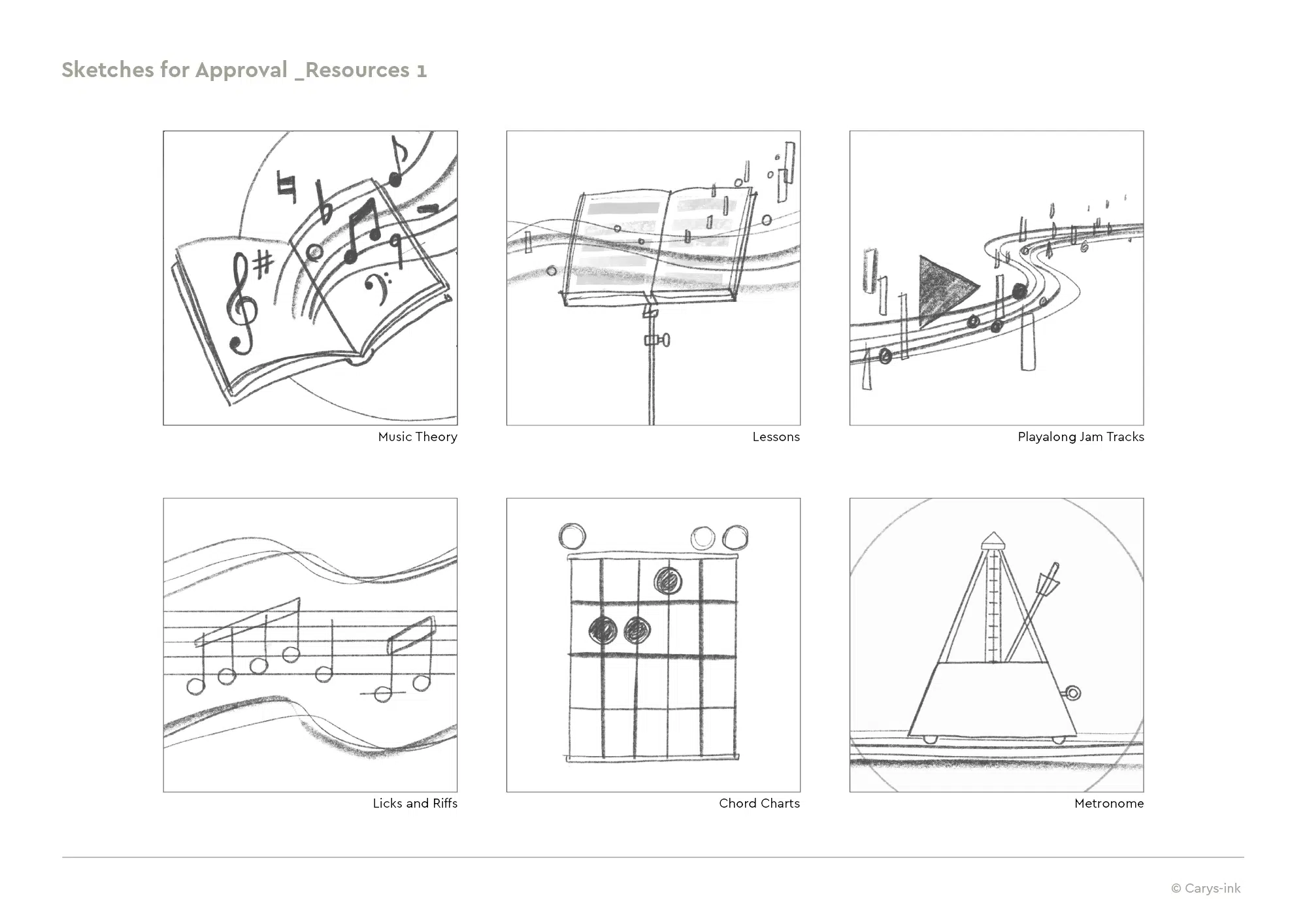 Sketches for music themed illustrations