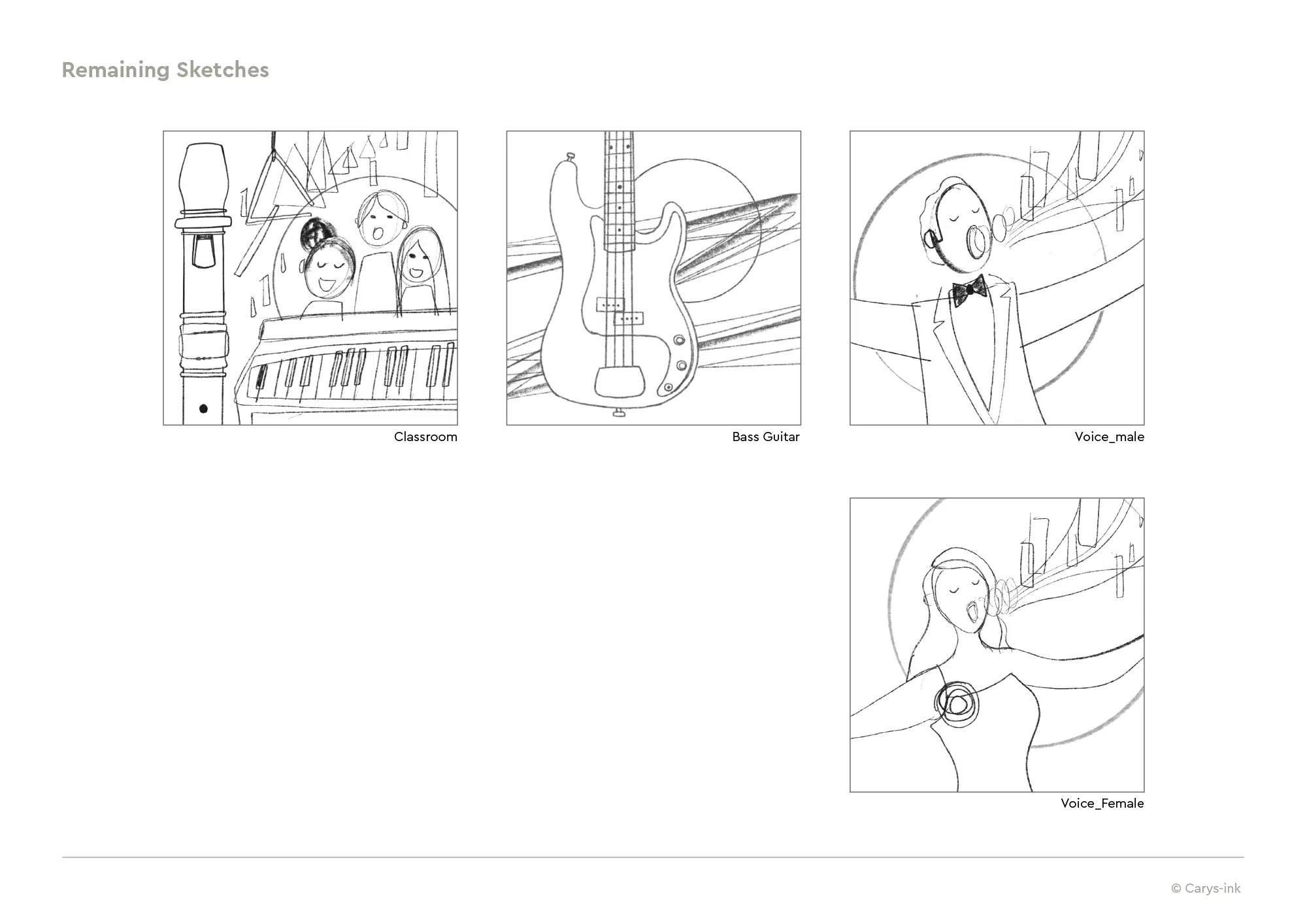 Sketches for music themed illustrations