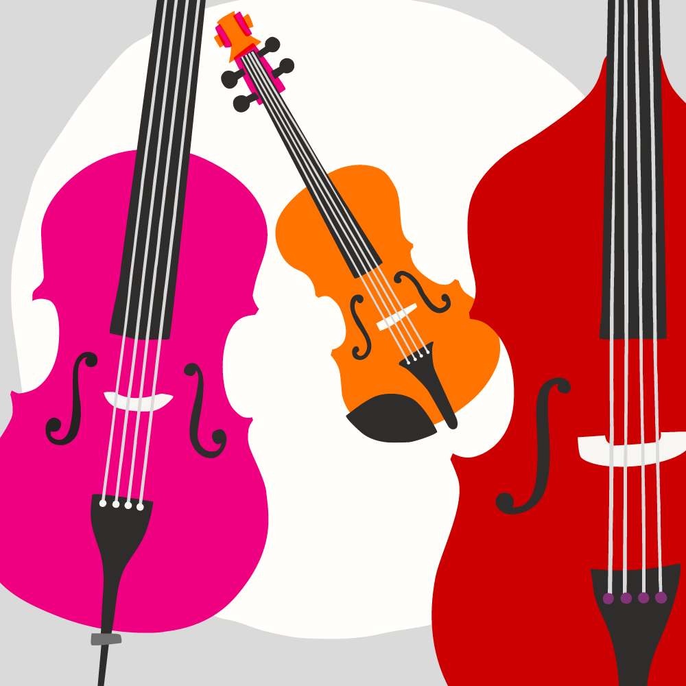 Colourful illustration of musical instrumentS, string instruments