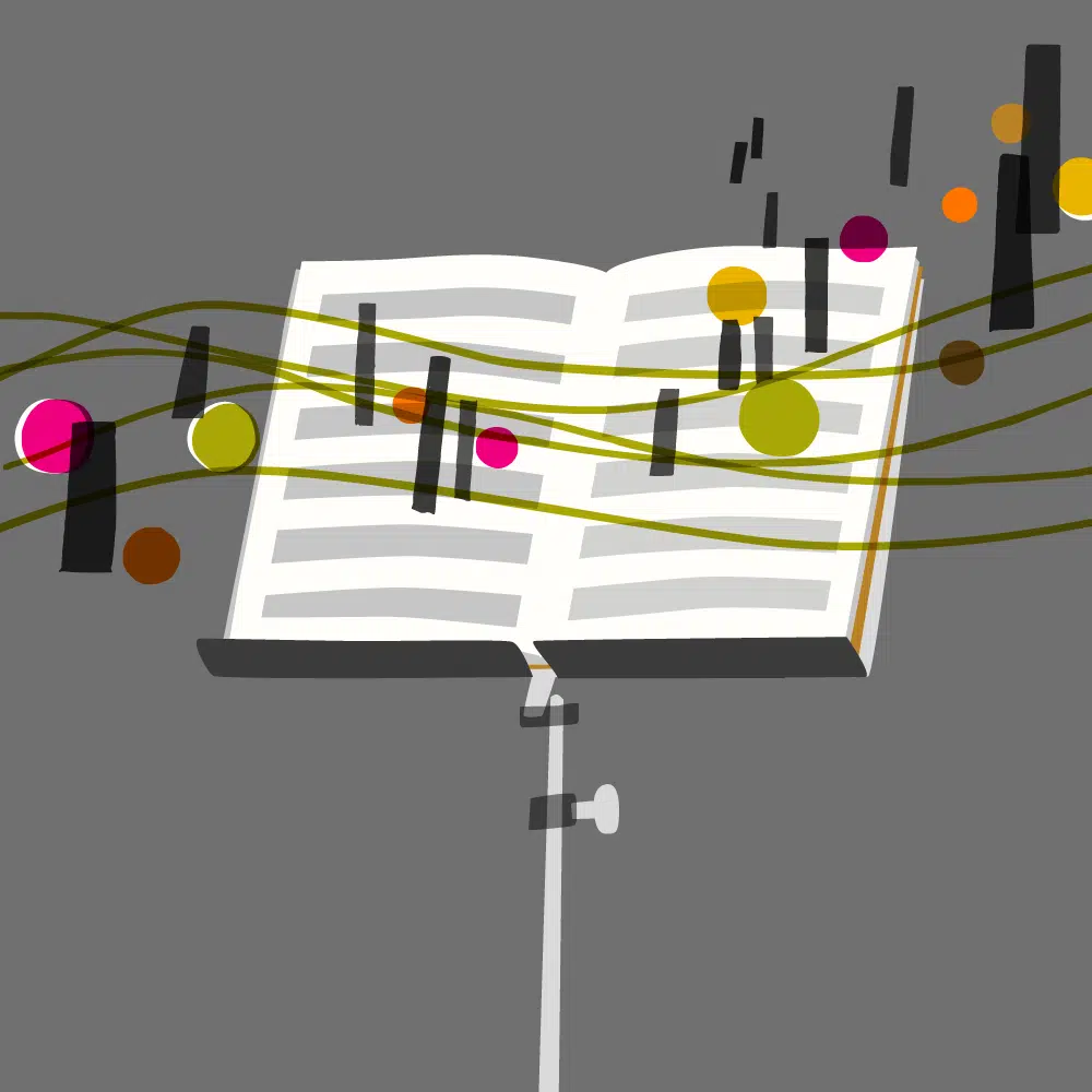 Colourful music themed illustration, lessons