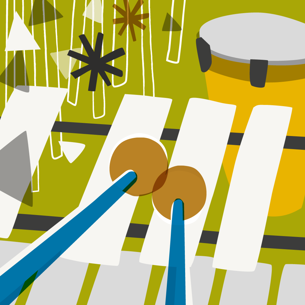 Colourful illustration of musical instrument, percussion