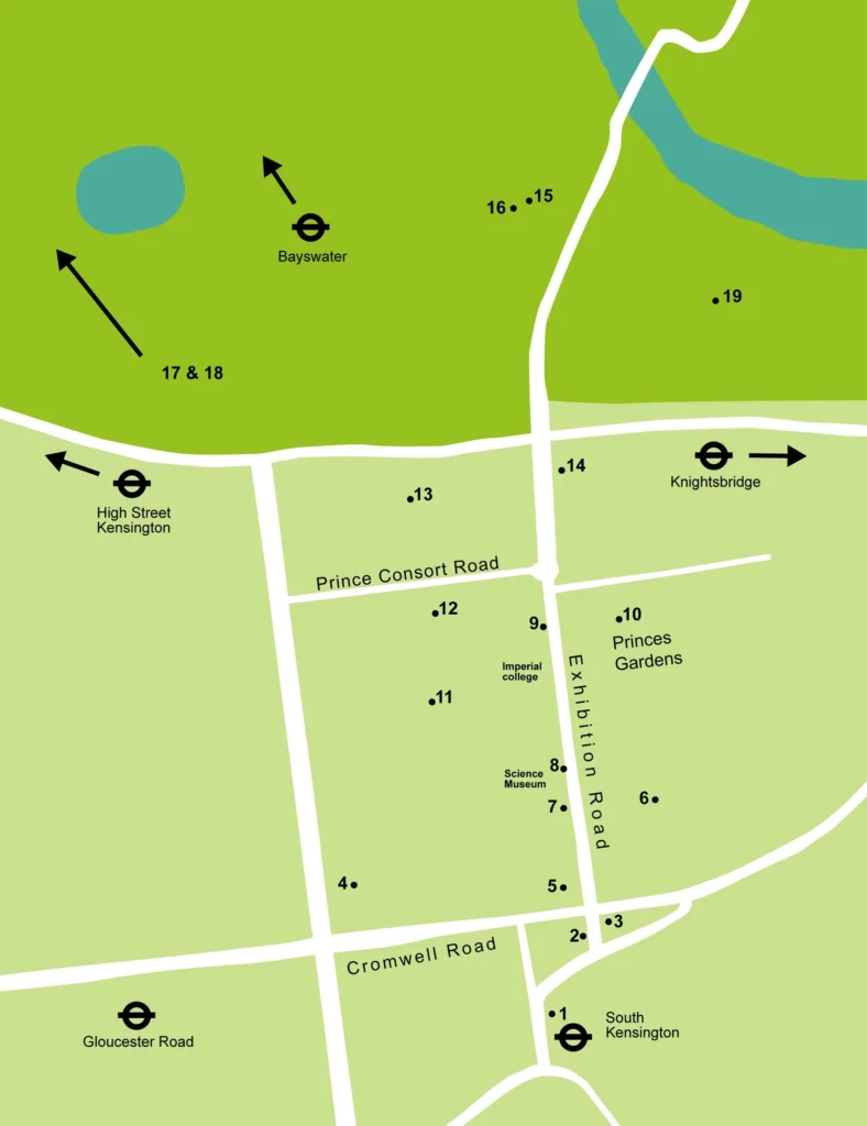 Stage 1 of 5 showing the process of creating an illustrated map for a nature-inspired, family-friendly trail in Soth Kensington, London