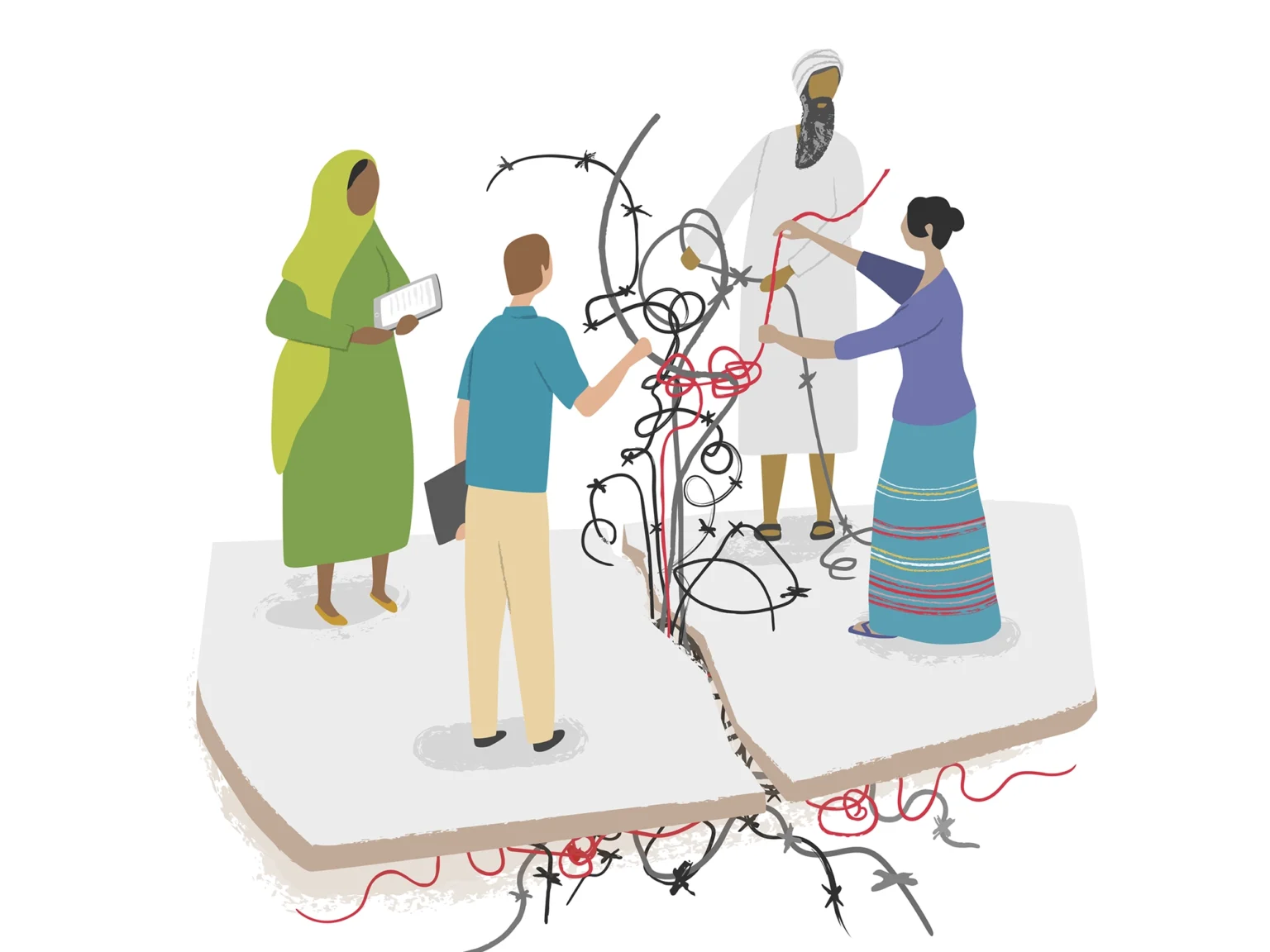 4 people unraveling the issues which have led to conflict