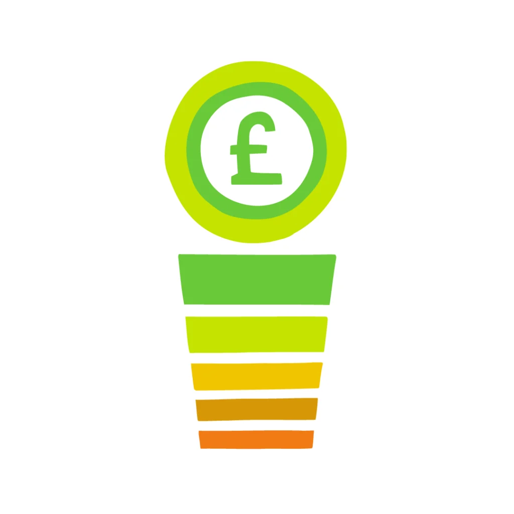 Money icon for community climate action organisation with a focus on sustainable energy. Thornbury, Bristol
