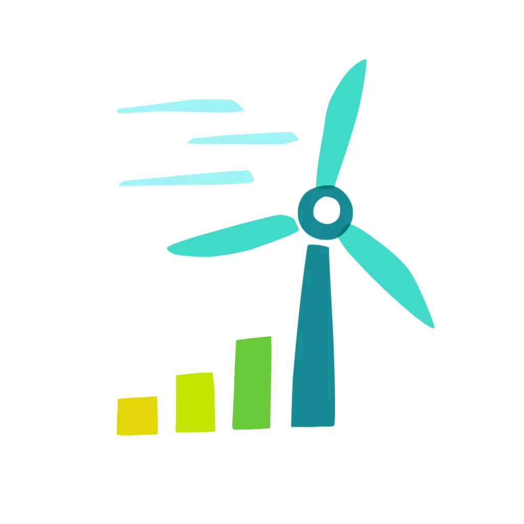 Wind power icon for community climate action organisation with a focus on sustainable energy. Thornbury, Bristol