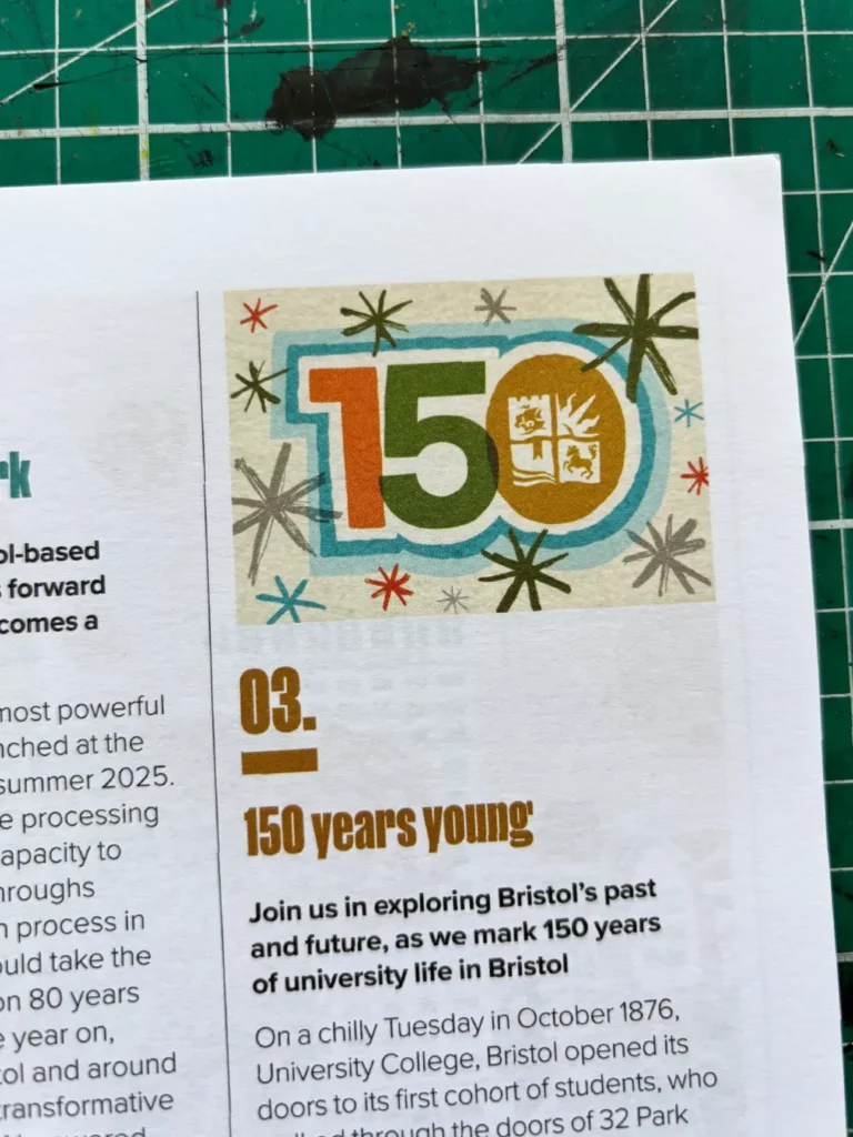 Photo of an inside page of Nonesuch magazine, featuring an illustration by Carys Tait